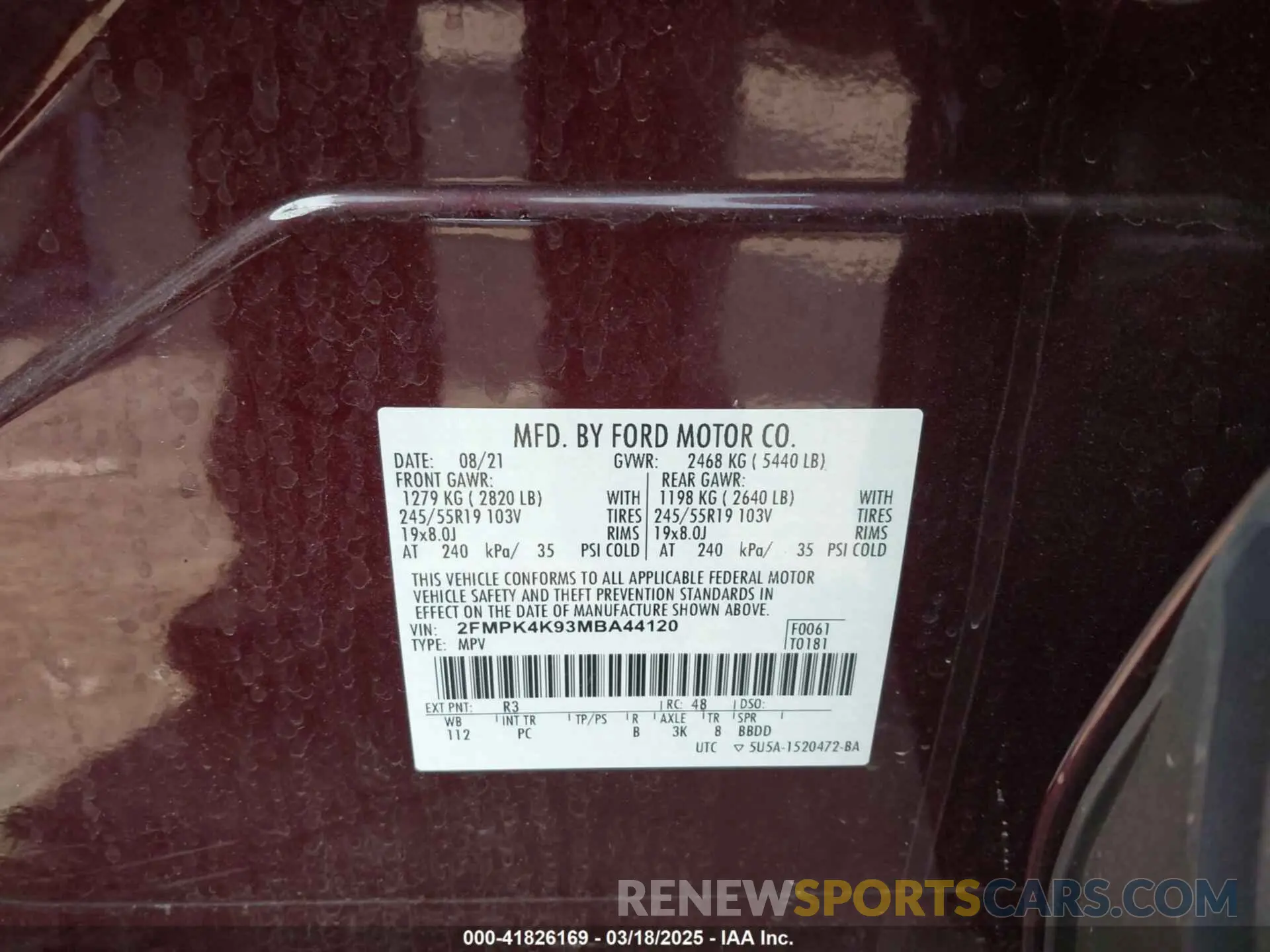 9 Photograph of a damaged car 2FMPK4K93MBA44120 FORD EDGE 2021