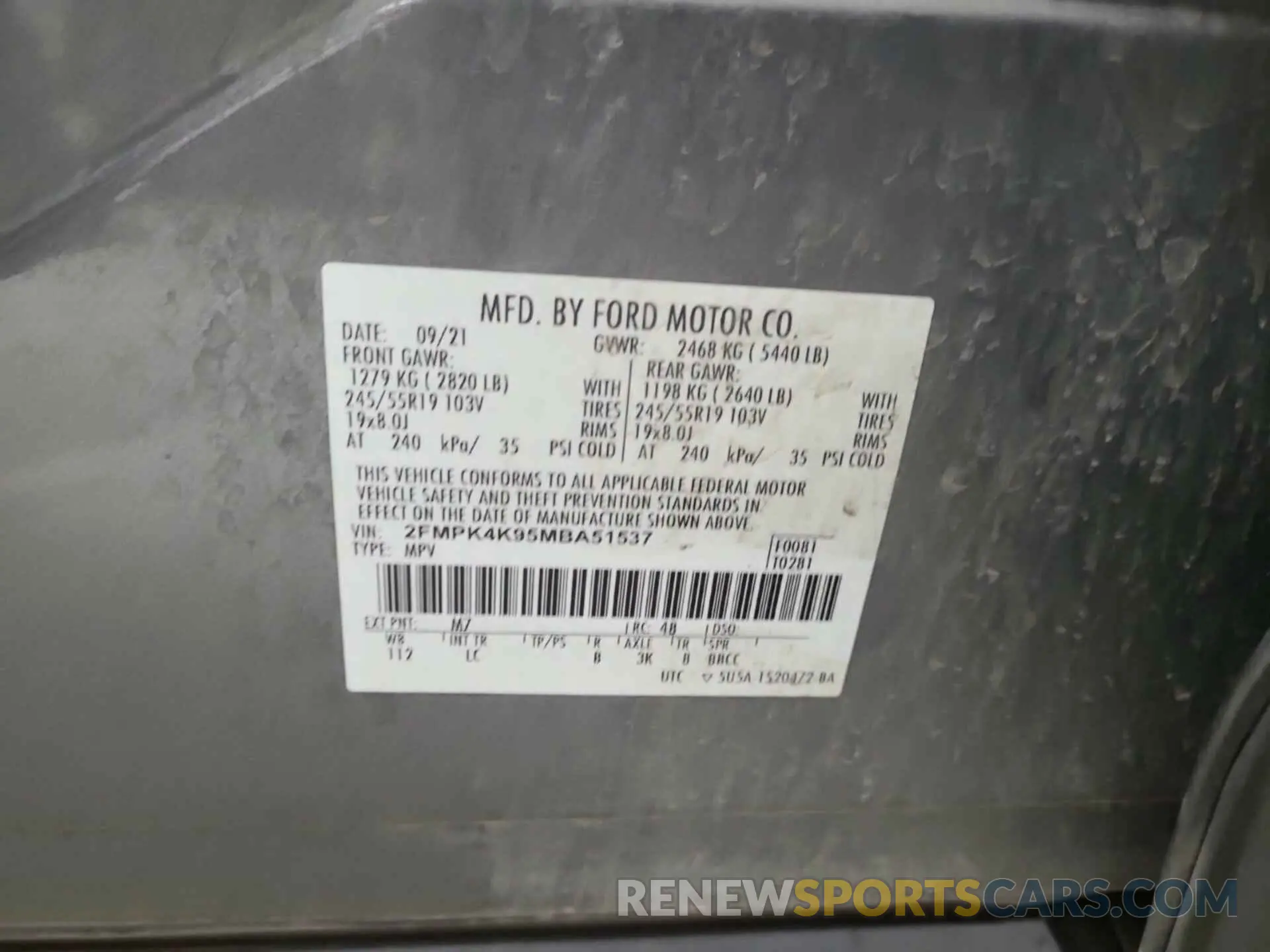 22 Photograph of a damaged car 2FMPK4K95MBA51537 FORD EDGE 2021