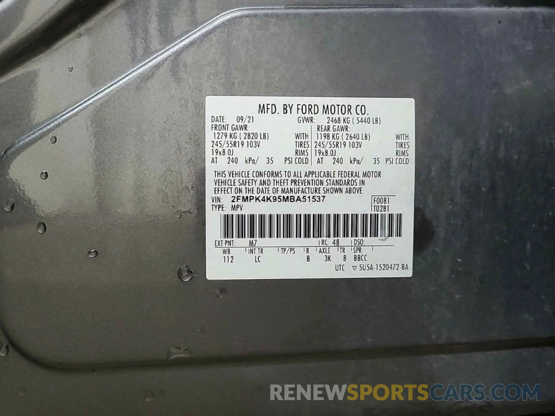 8 Photograph of a damaged car 2FMPK4K95MBA51537 FORD EDGE 2021