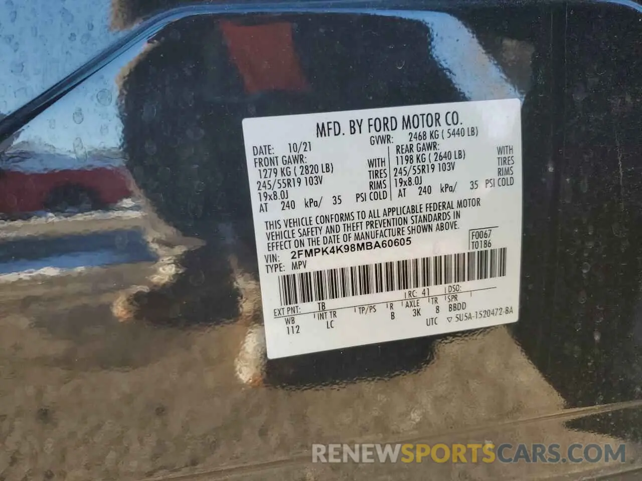 13 Photograph of a damaged car 2FMPK4K98MBA60605 FORD EDGE 2021