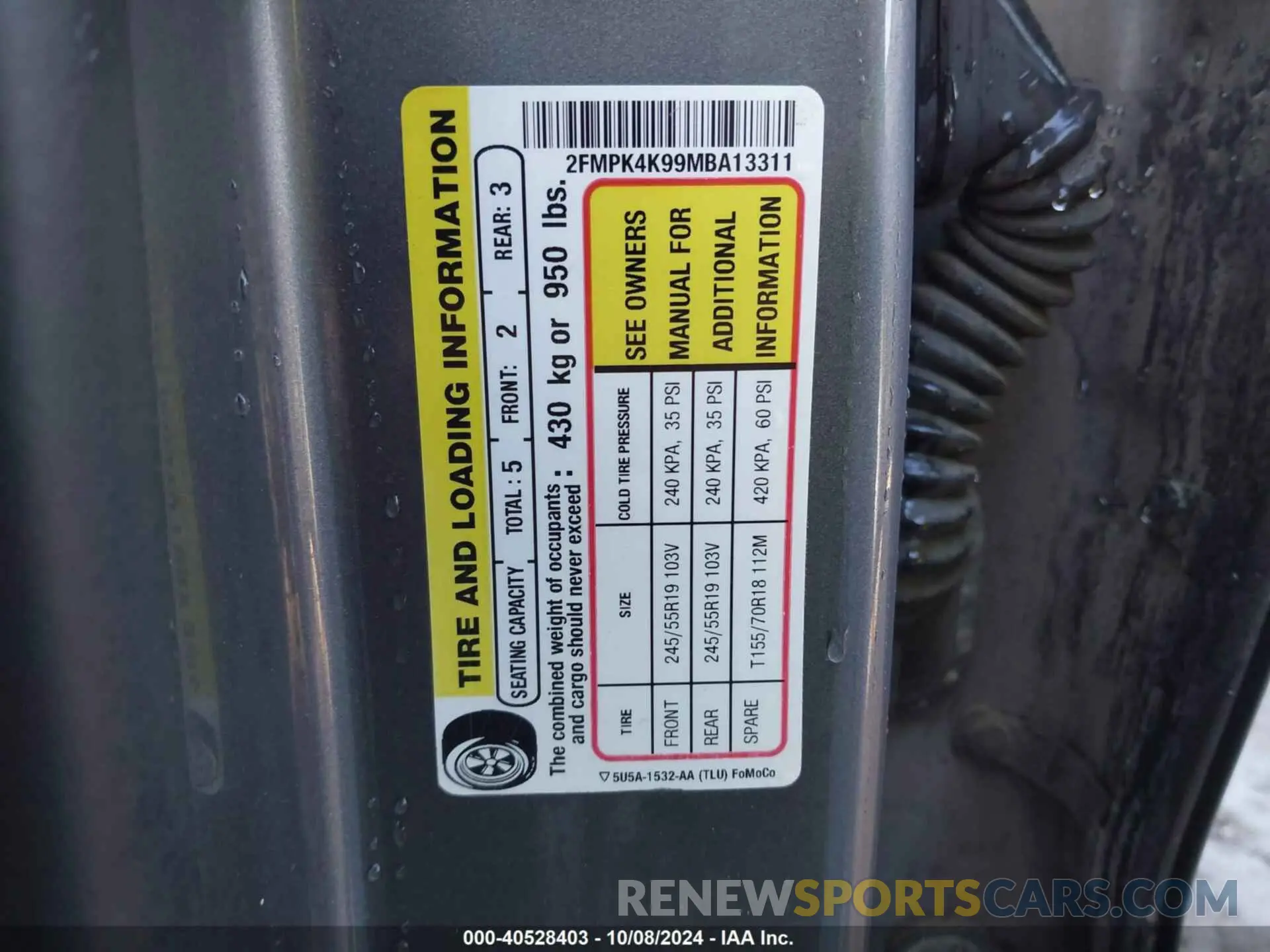 9 Photograph of a damaged car 2FMPK4K99MBA13311 FORD EDGE 2021