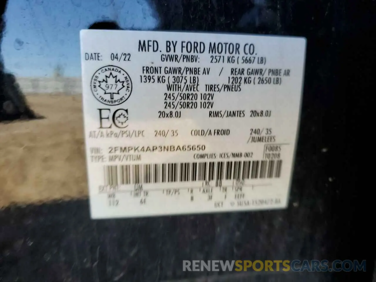 13 Photograph of a damaged car 2FMPK4AP3NBA65650 FORD EDGE 2022