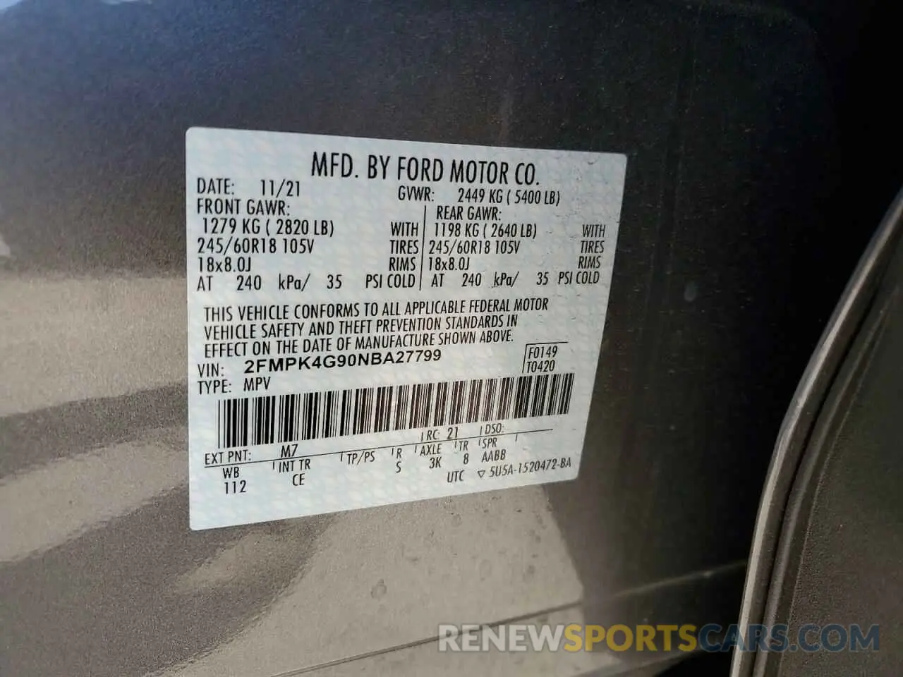 13 Photograph of a damaged car 2FMPK4G90NBA27799 FORD EDGE 2022