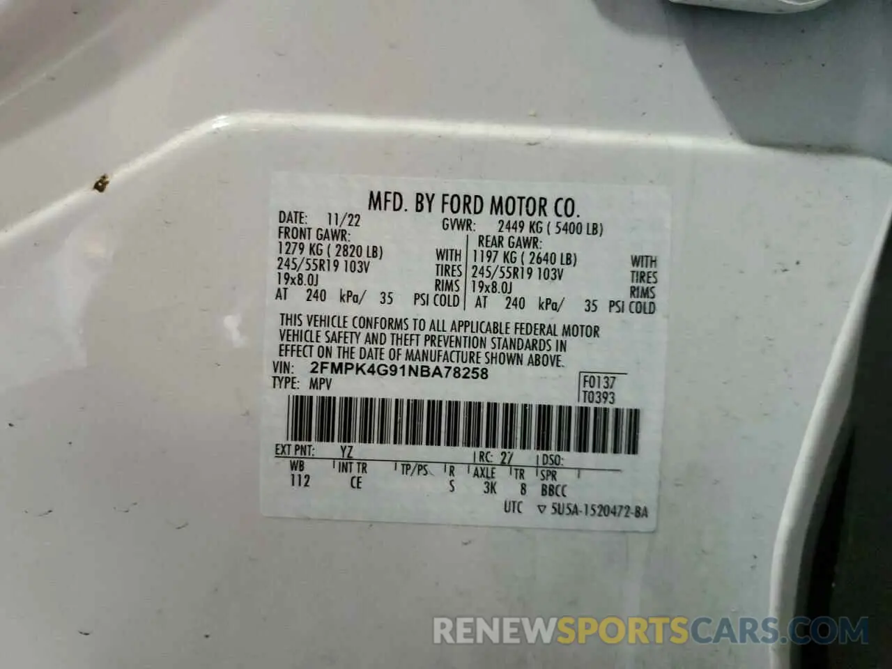 13 Photograph of a damaged car 2FMPK4G91NBA78258 FORD EDGE 2022