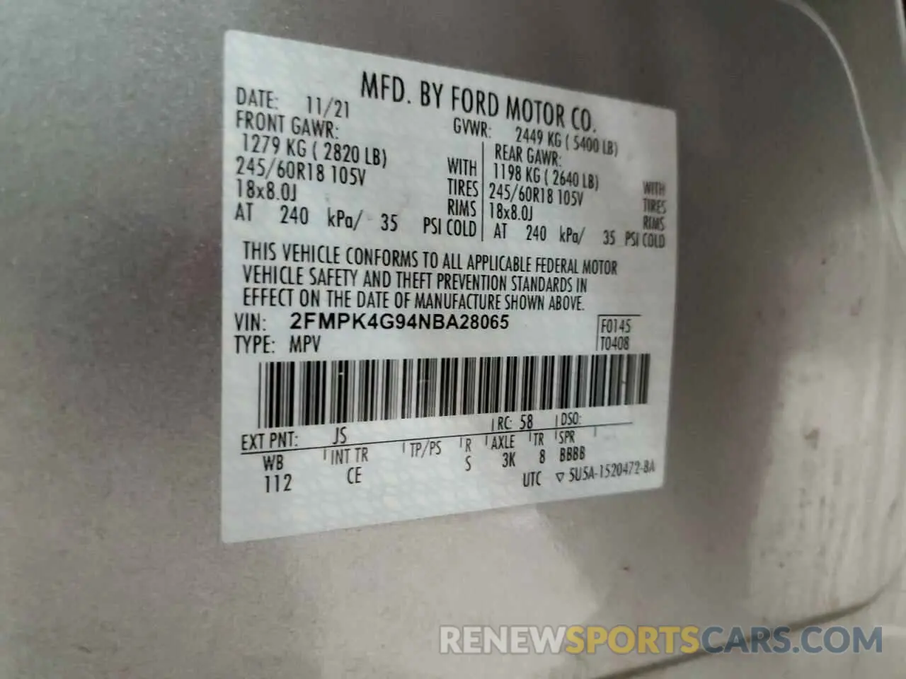 14 Photograph of a damaged car 2FMPK4G94NBA28065 FORD EDGE 2022