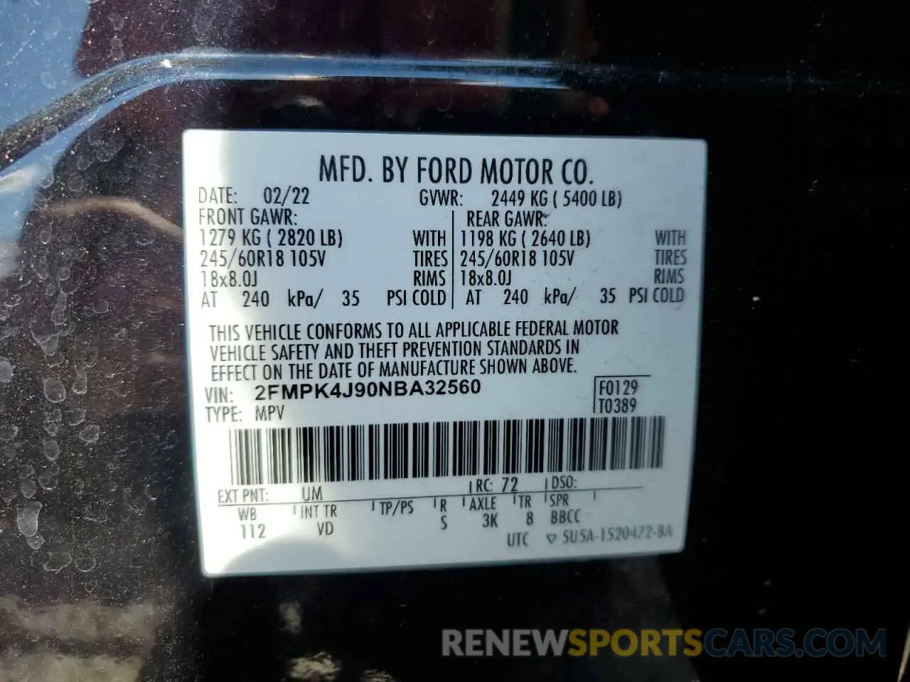 13 Photograph of a damaged car 2FMPK4J90NBA32560 FORD EDGE 2022