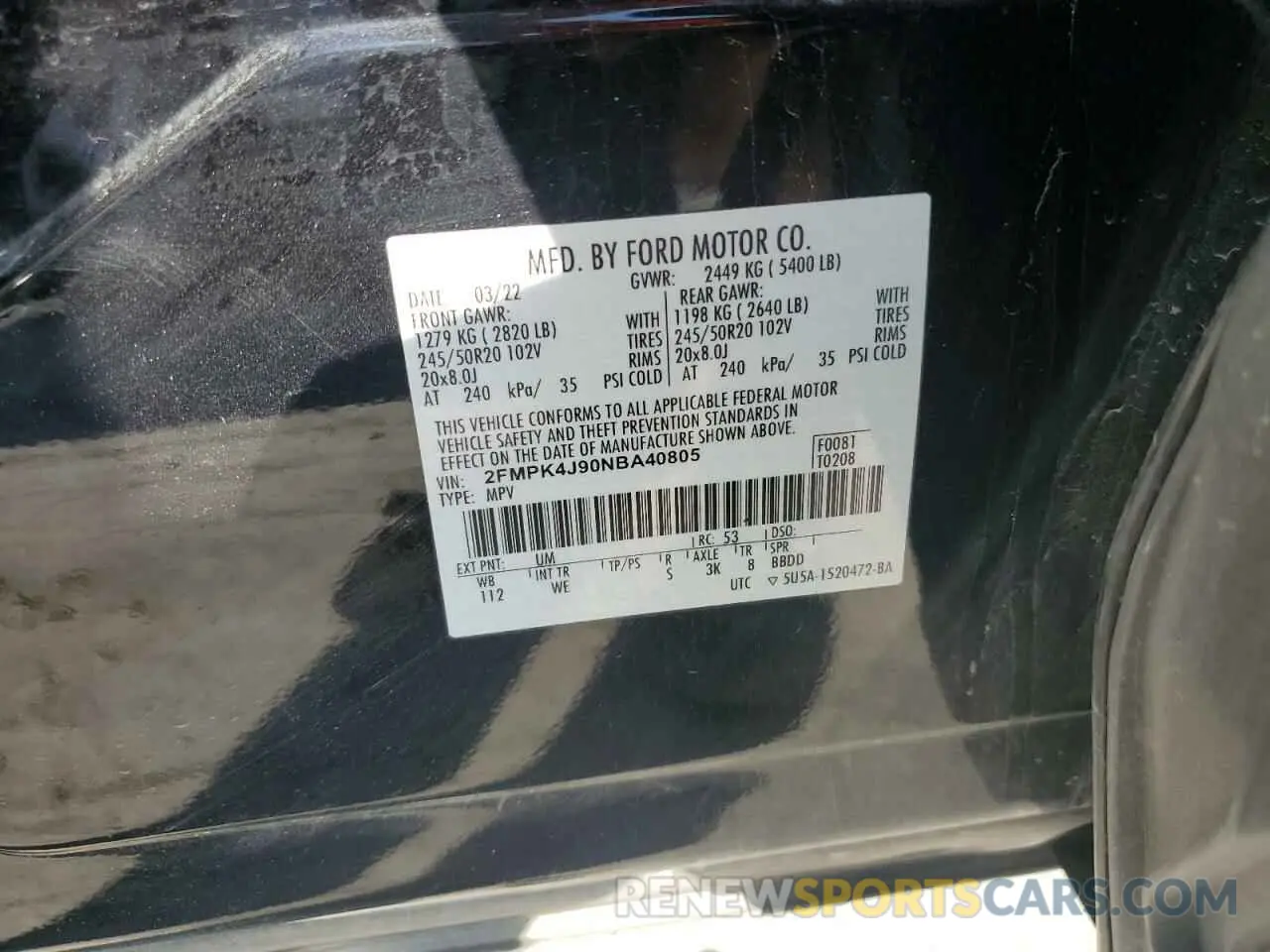 13 Photograph of a damaged car 2FMPK4J90NBA40805 FORD EDGE 2022