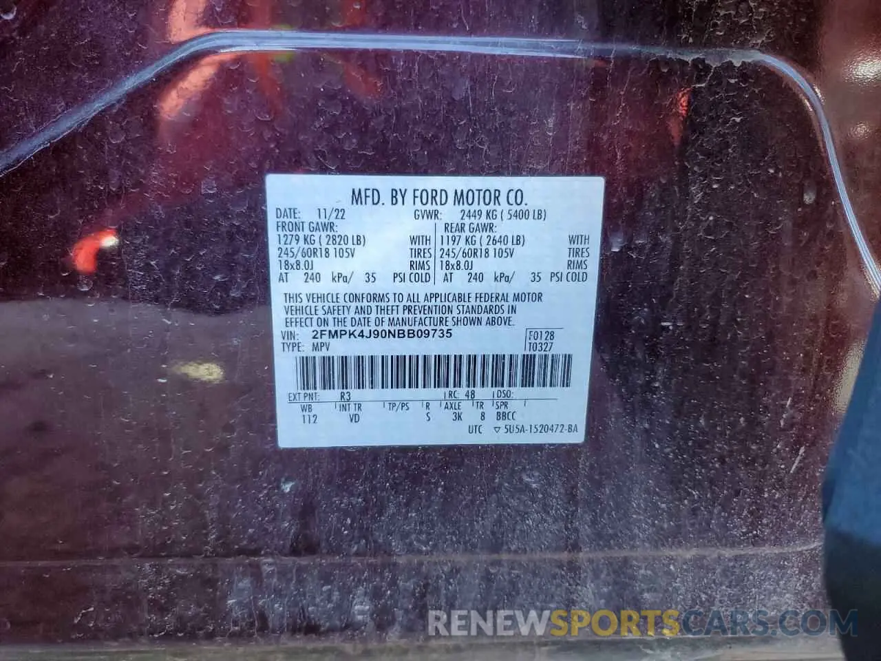13 Photograph of a damaged car 2FMPK4J90NBB09735 FORD EDGE 2022