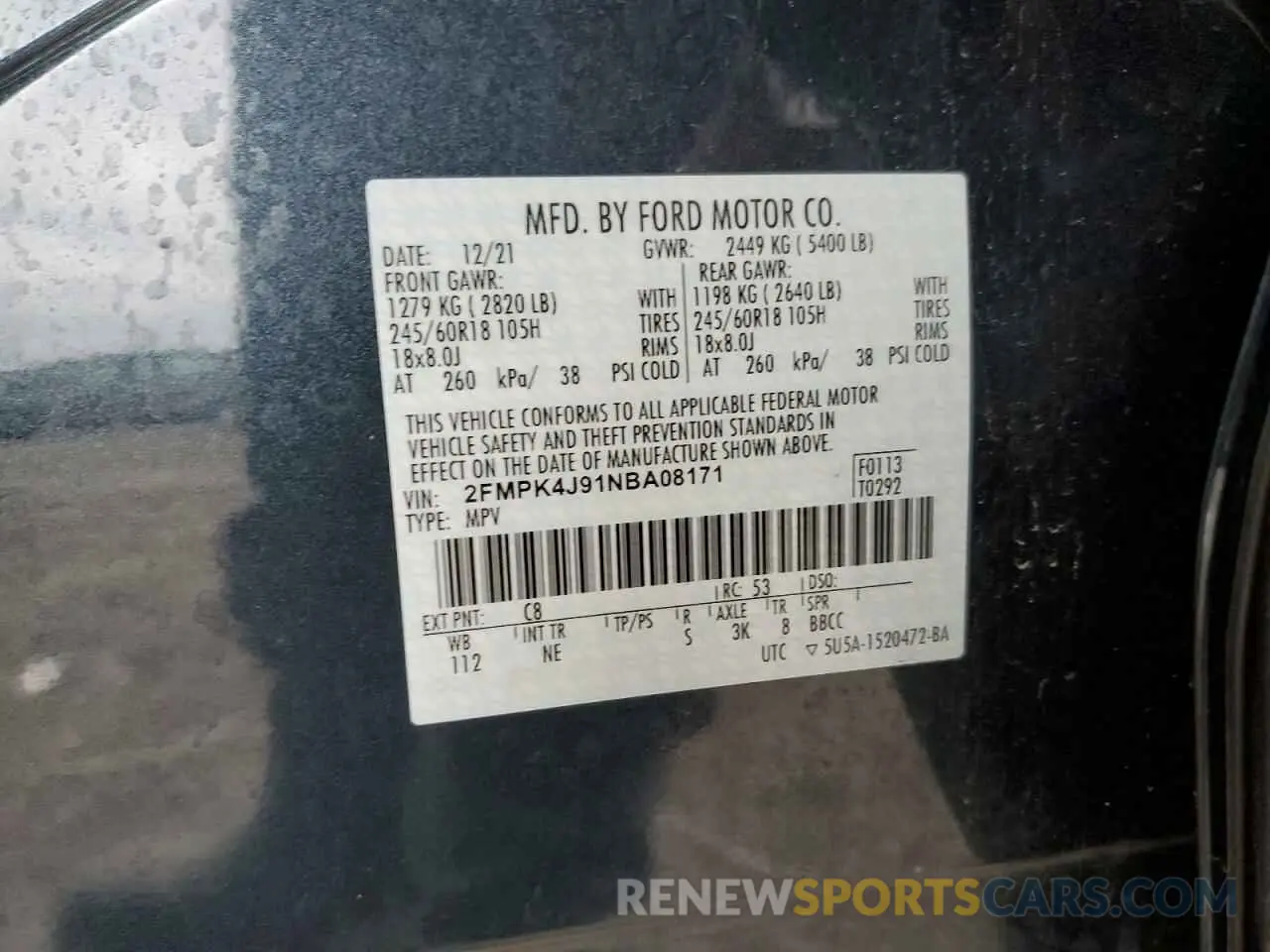 13 Photograph of a damaged car 2FMPK4J91NBA08171 FORD EDGE 2022