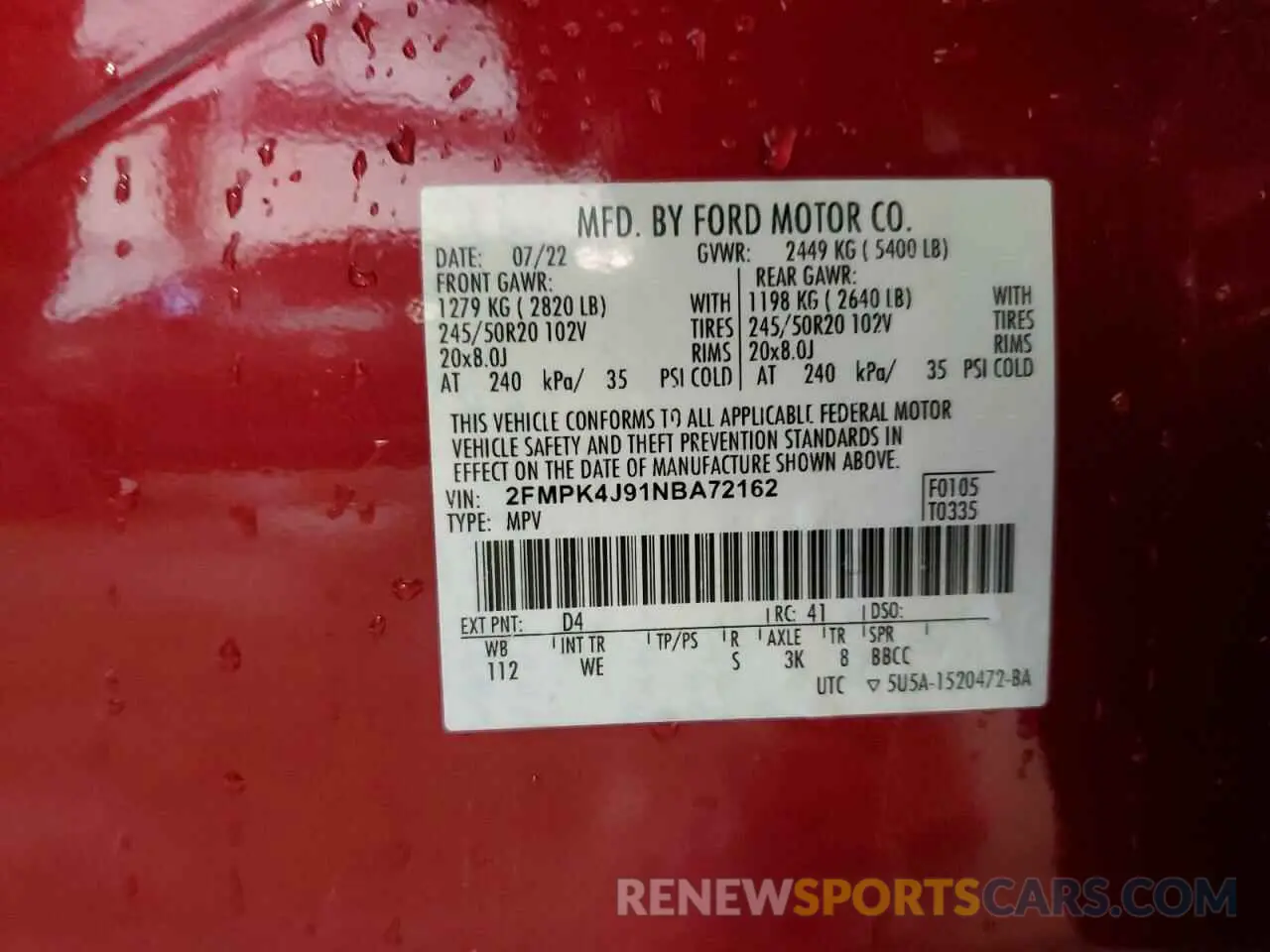 13 Photograph of a damaged car 2FMPK4J91NBA72162 FORD EDGE 2022