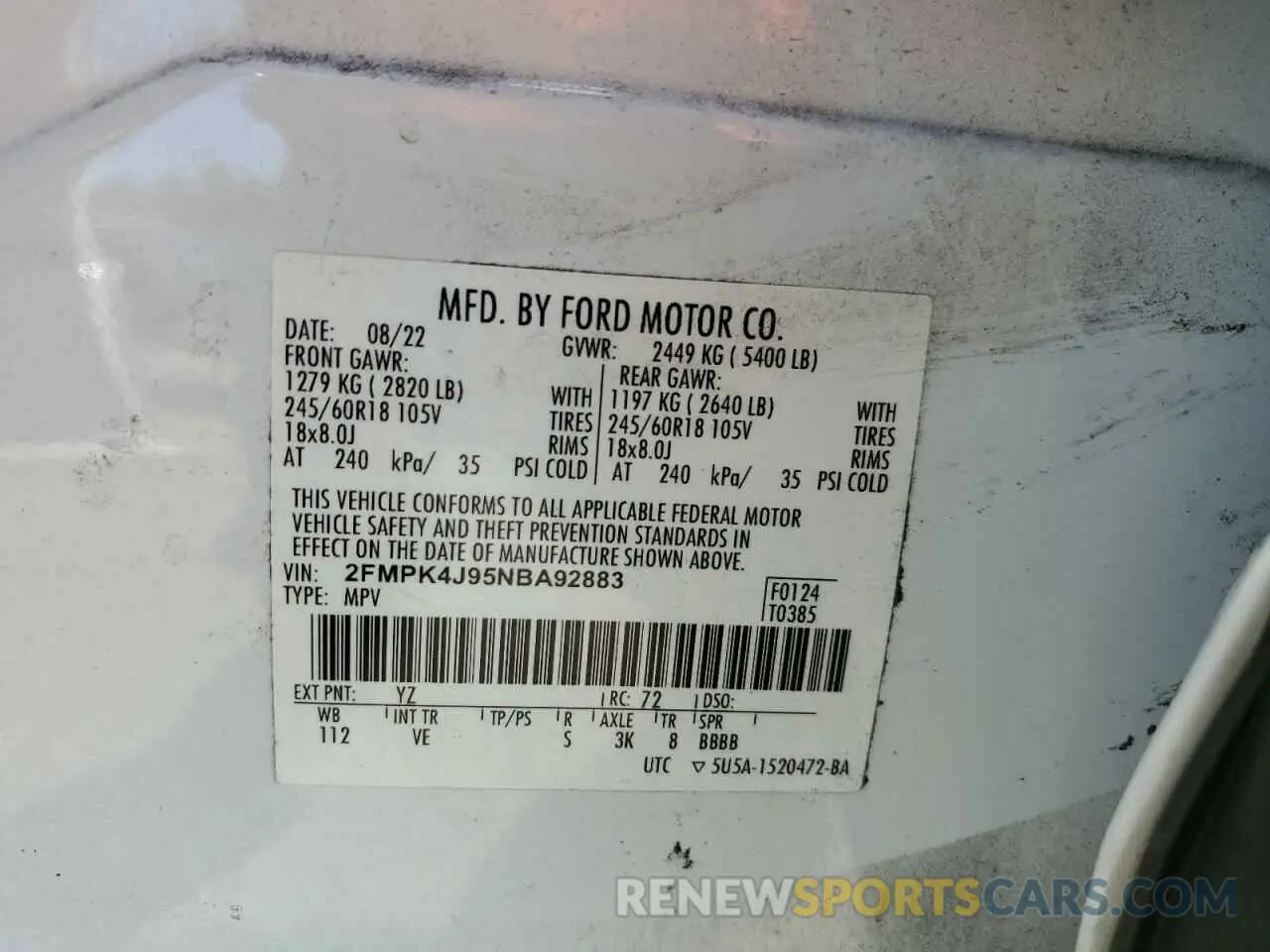 14 Photograph of a damaged car 2FMPK4J95NBA92883 FORD EDGE 2022
