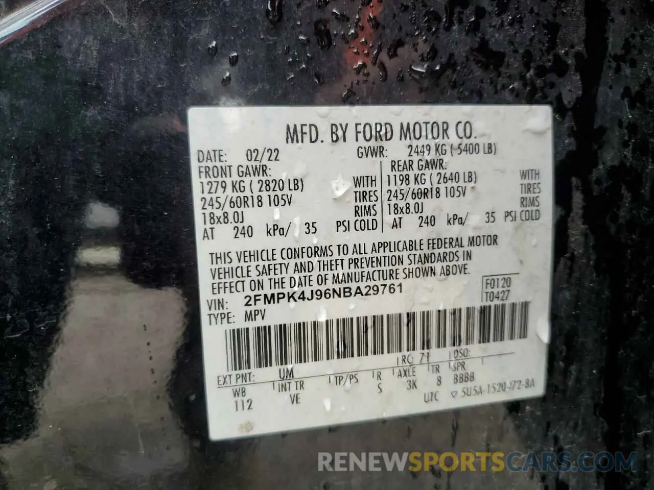 13 Photograph of a damaged car 2FMPK4J96NBA29761 FORD EDGE 2022