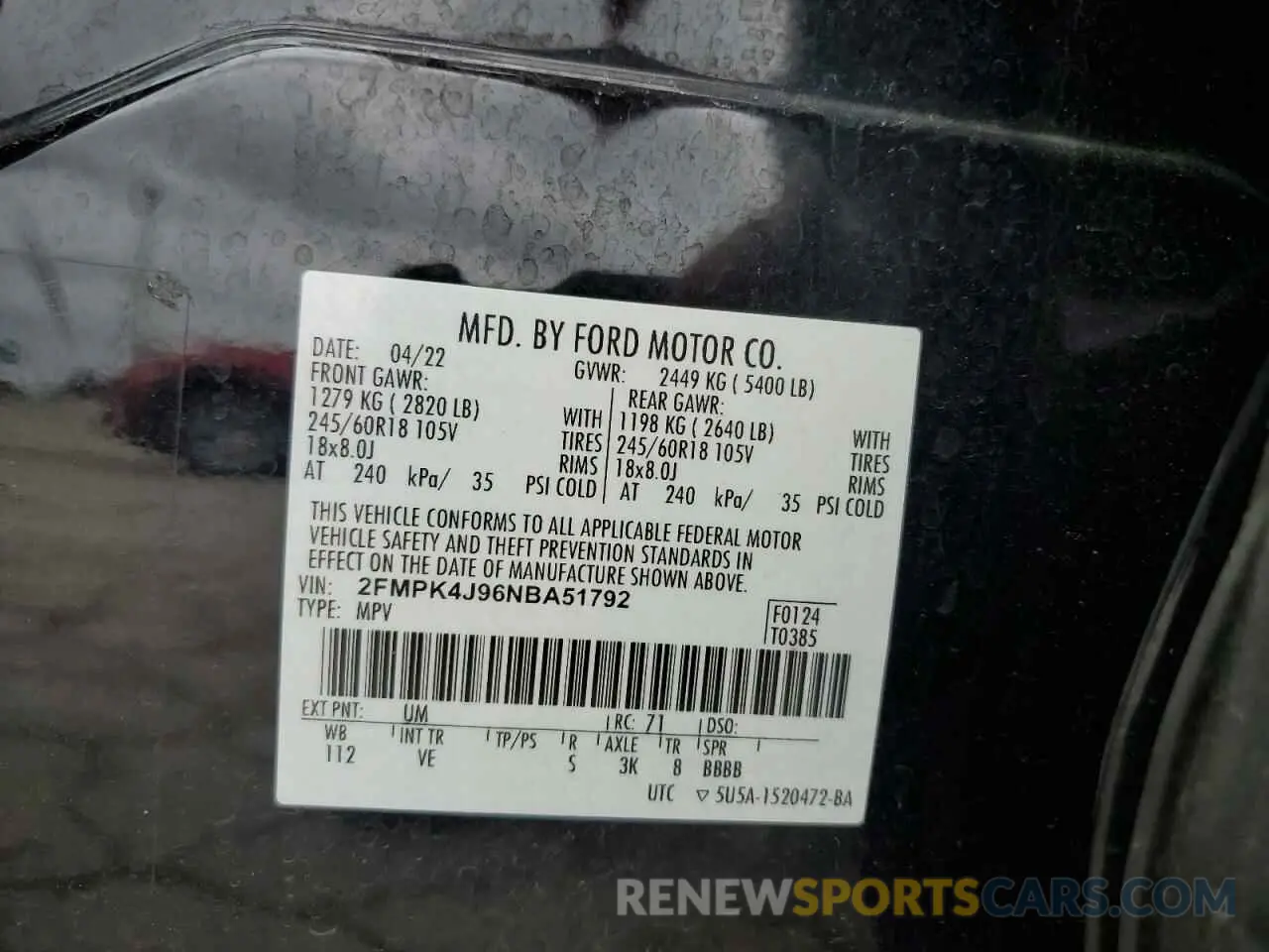 13 Photograph of a damaged car 2FMPK4J96NBA51792 FORD EDGE 2022