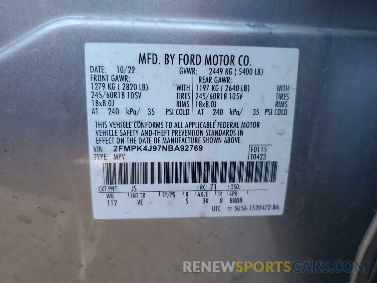 13 Photograph of a damaged car 2FMPK4J97NBA92769 FORD EDGE 2022