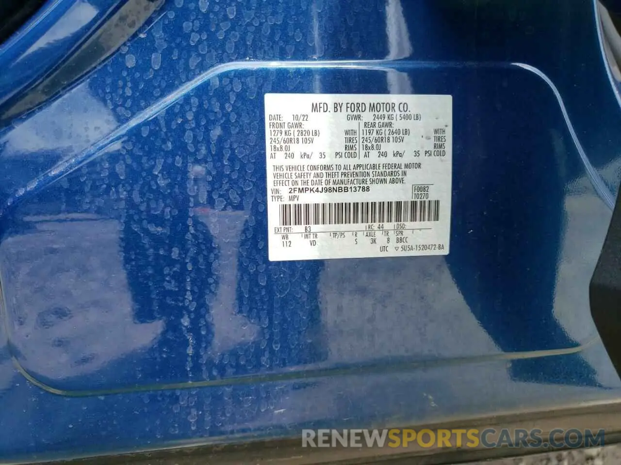 13 Photograph of a damaged car 2FMPK4J98NBB13788 FORD EDGE 2022