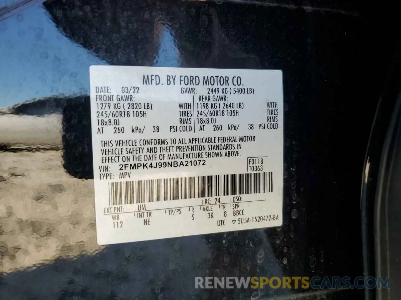 13 Photograph of a damaged car 2FMPK4J99NBA21072 FORD EDGE 2022