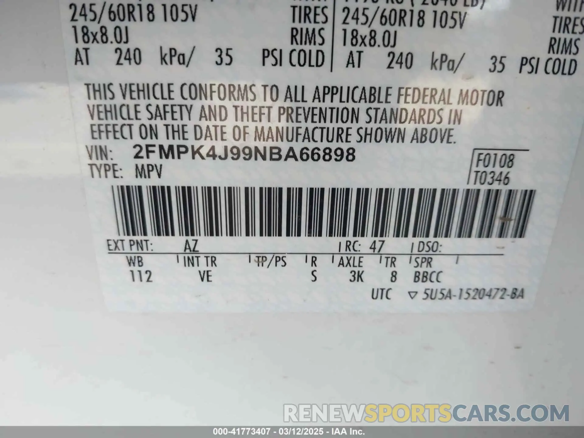 9 Photograph of a damaged car 2FMPK4J99NBA66898 FORD EDGE 2022