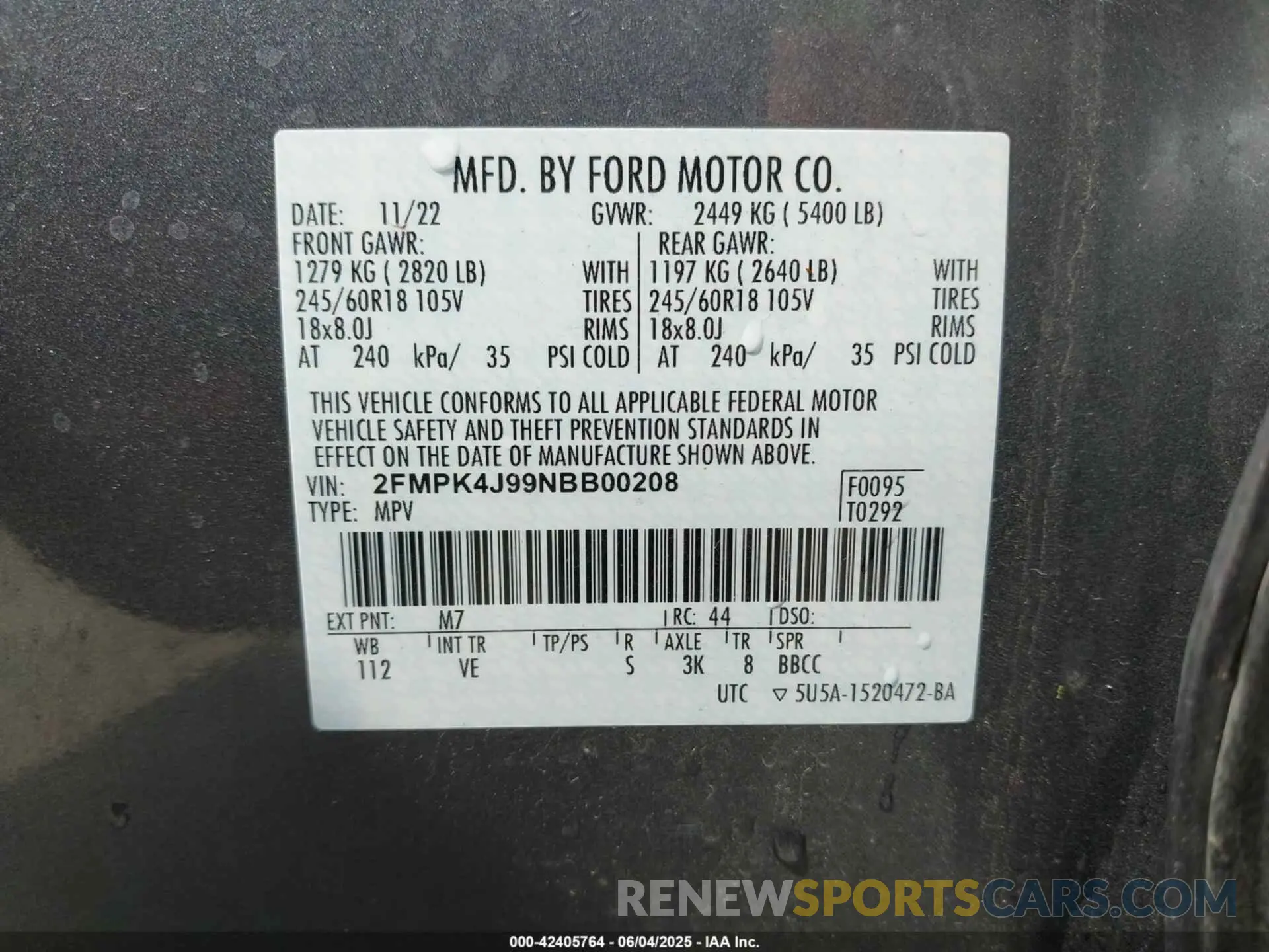 9 Photograph of a damaged car 2FMPK4J99NBB00208 FORD EDGE 2022