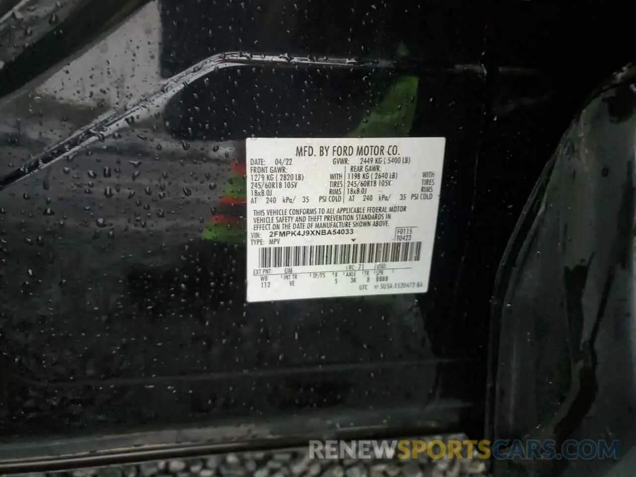 14 Photograph of a damaged car 2FMPK4J9XNBA54033 FORD EDGE 2022
