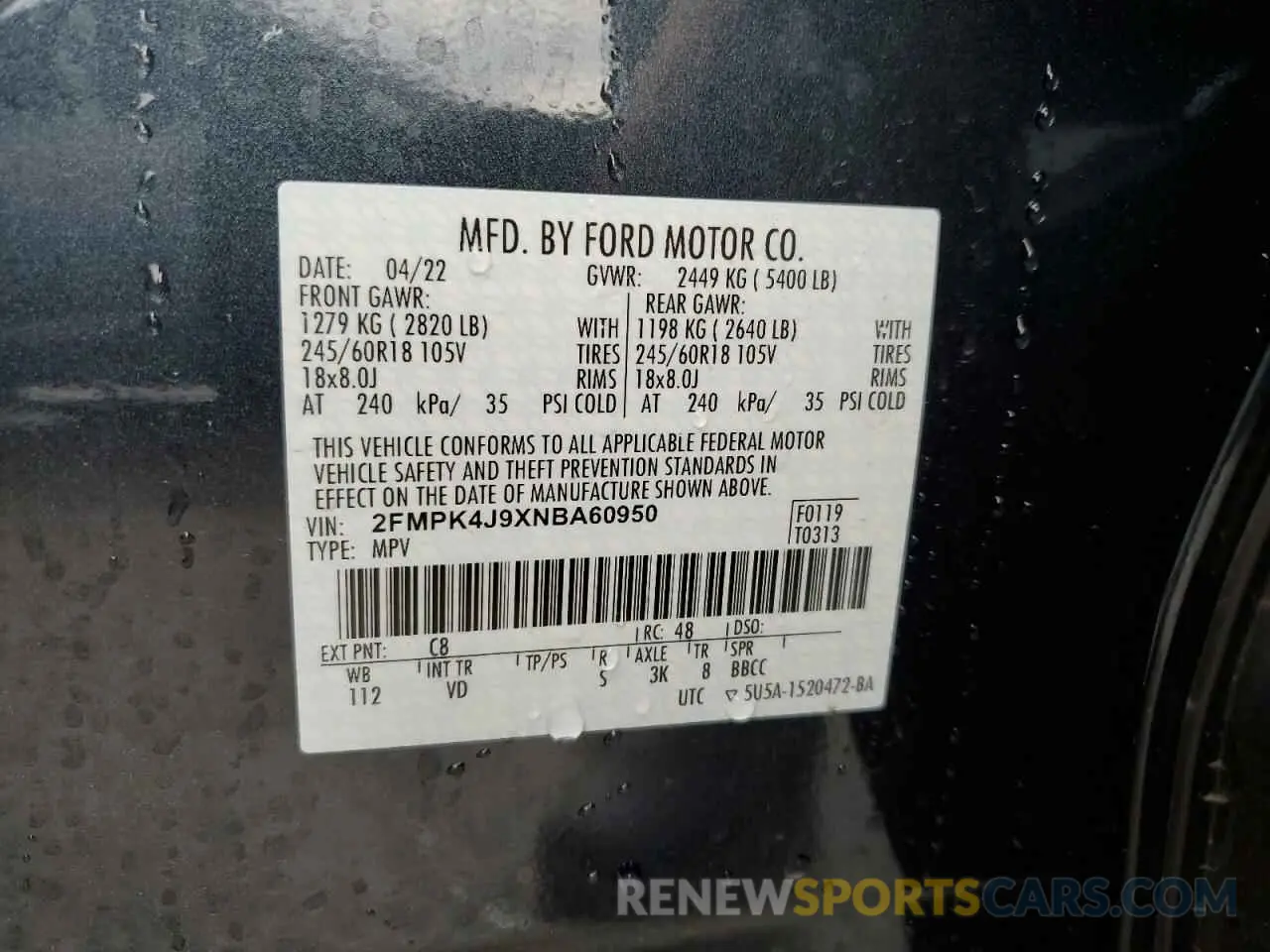 13 Photograph of a damaged car 2FMPK4J9XNBA60950 FORD EDGE 2022