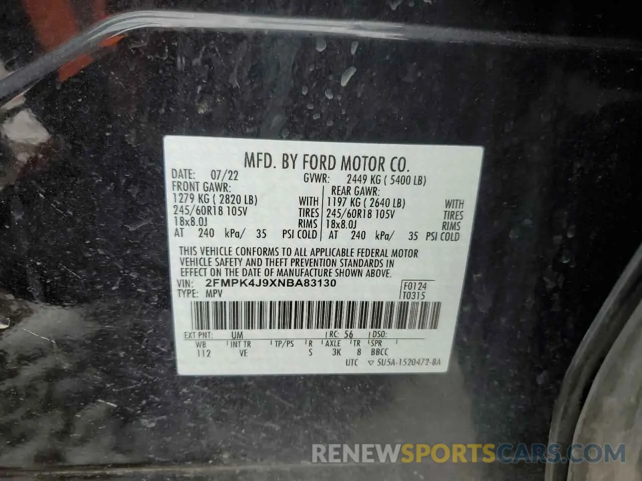 14 Photograph of a damaged car 2FMPK4J9XNBA83130 FORD EDGE 2022