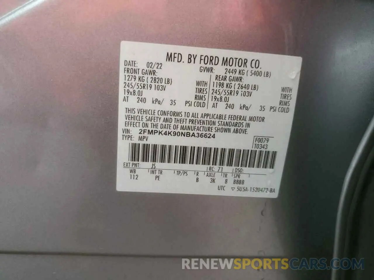 13 Photograph of a damaged car 2FMPK4K90NBA36624 FORD EDGE 2022