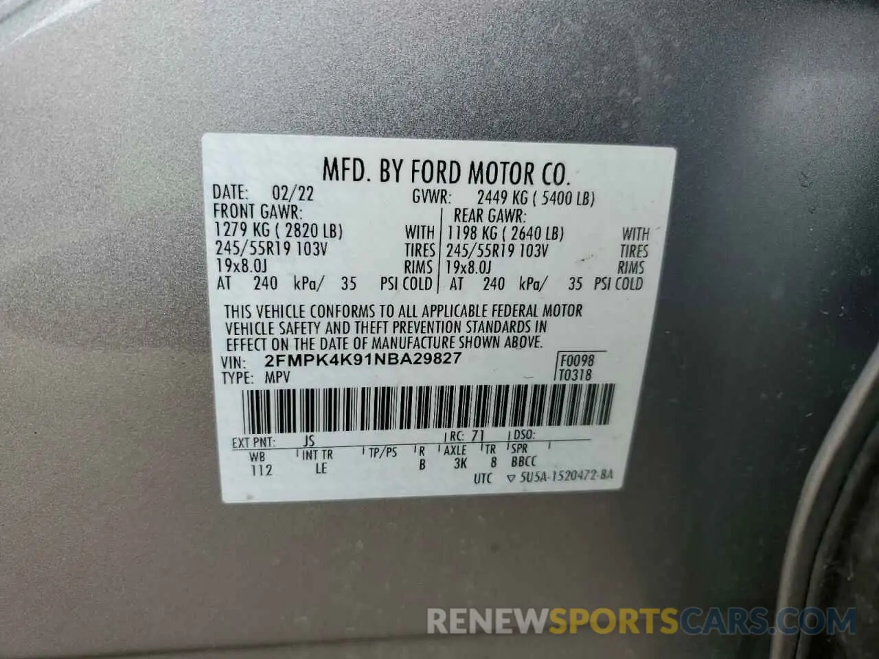 14 Photograph of a damaged car 2FMPK4K91NBA29827 FORD EDGE 2022