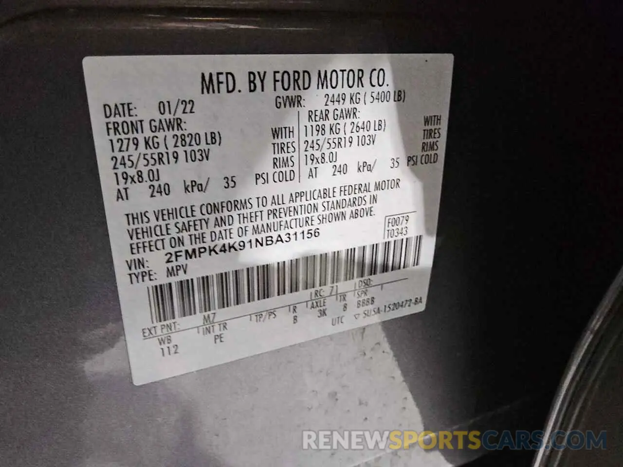 13 Photograph of a damaged car 2FMPK4K91NBA31156 FORD EDGE 2022