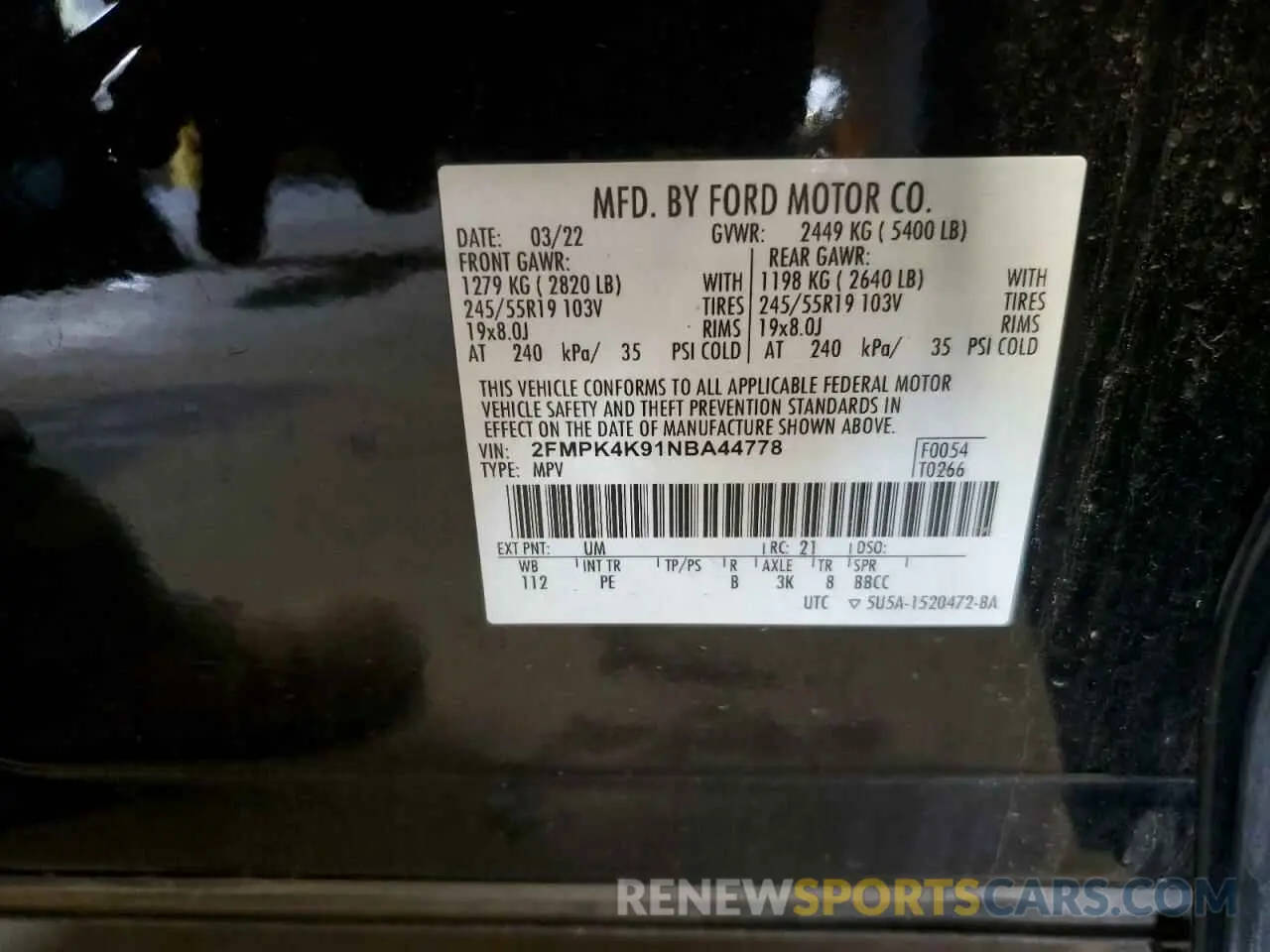 13 Photograph of a damaged car 2FMPK4K91NBA44778 FORD EDGE 2022