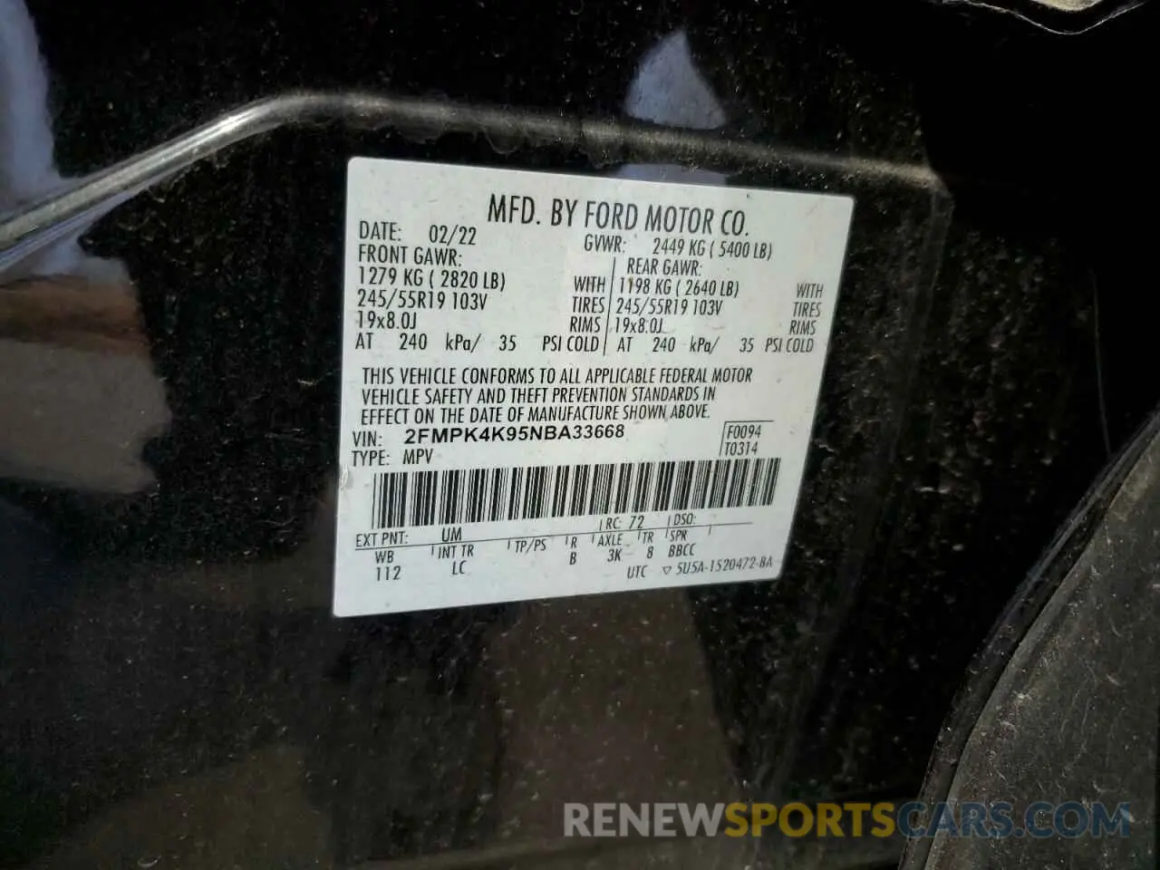 13 Photograph of a damaged car 2FMPK4K95NBA33668 FORD EDGE 2022