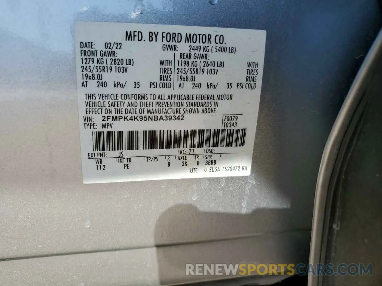 13 Photograph of a damaged car 2FMPK4K95NBA39342 FORD EDGE 2022