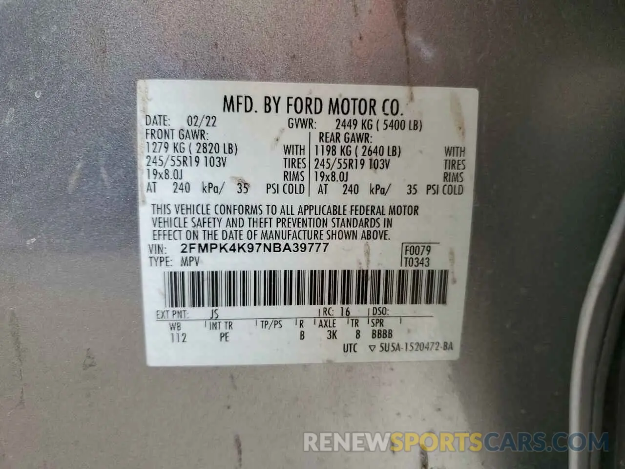13 Photograph of a damaged car 2FMPK4K97NBA39777 FORD EDGE 2022