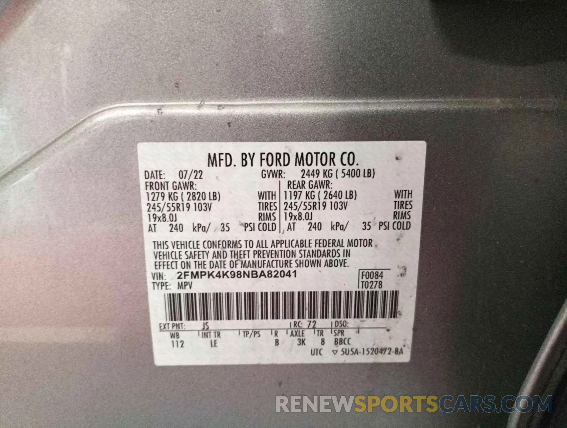 8 Photograph of a damaged car 2FMPK4K98NBA82041 FORD EDGE 2022
