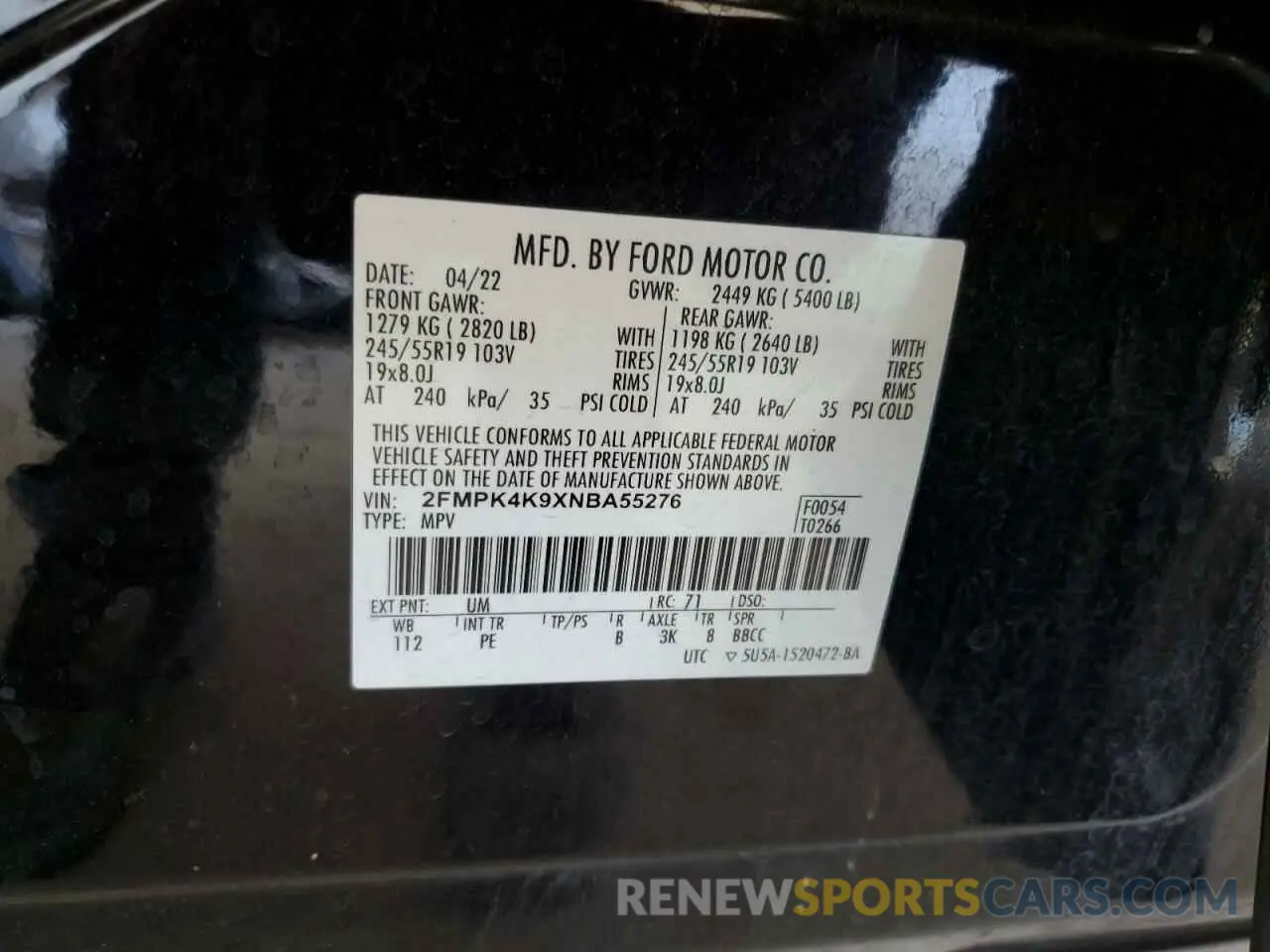 13 Photograph of a damaged car 2FMPK4K9XNBA55276 FORD EDGE 2022