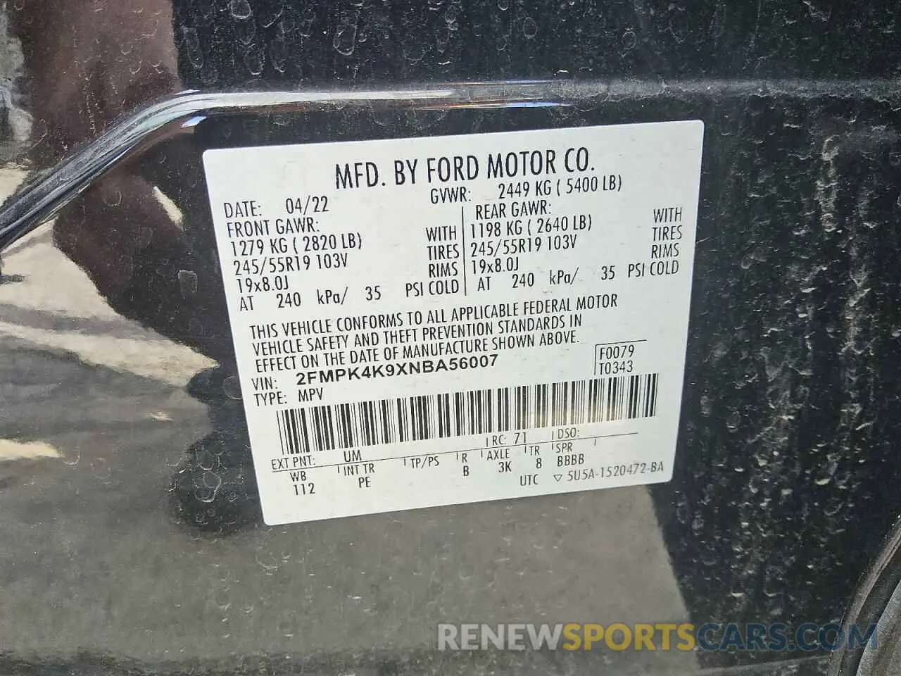 13 Photograph of a damaged car 2FMPK4K9XNBA56007 FORD EDGE 2022