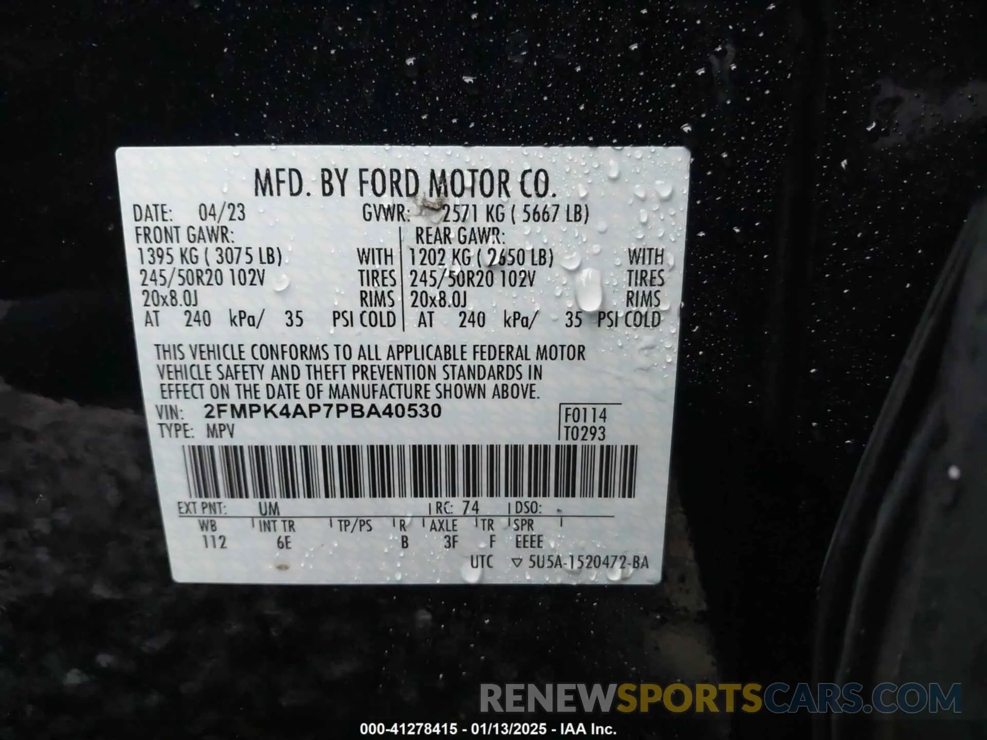 9 Photograph of a damaged car 2FMPK4AP7PBA40530 FORD EDGE 2023
