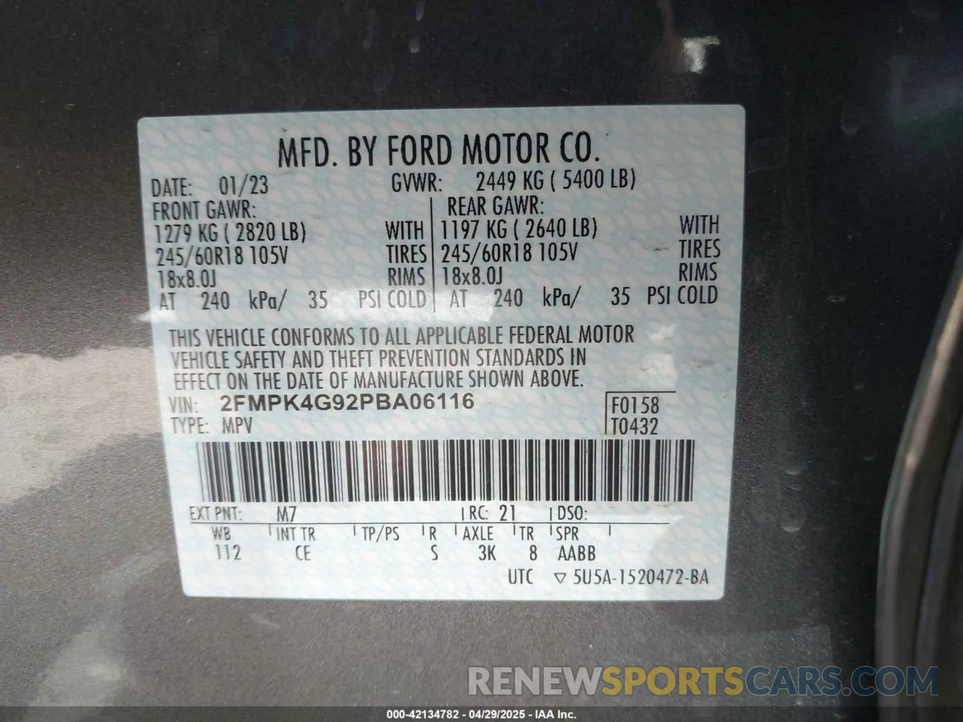 9 Photograph of a damaged car 2FMPK4G92PBA06116 FORD EDGE 2023