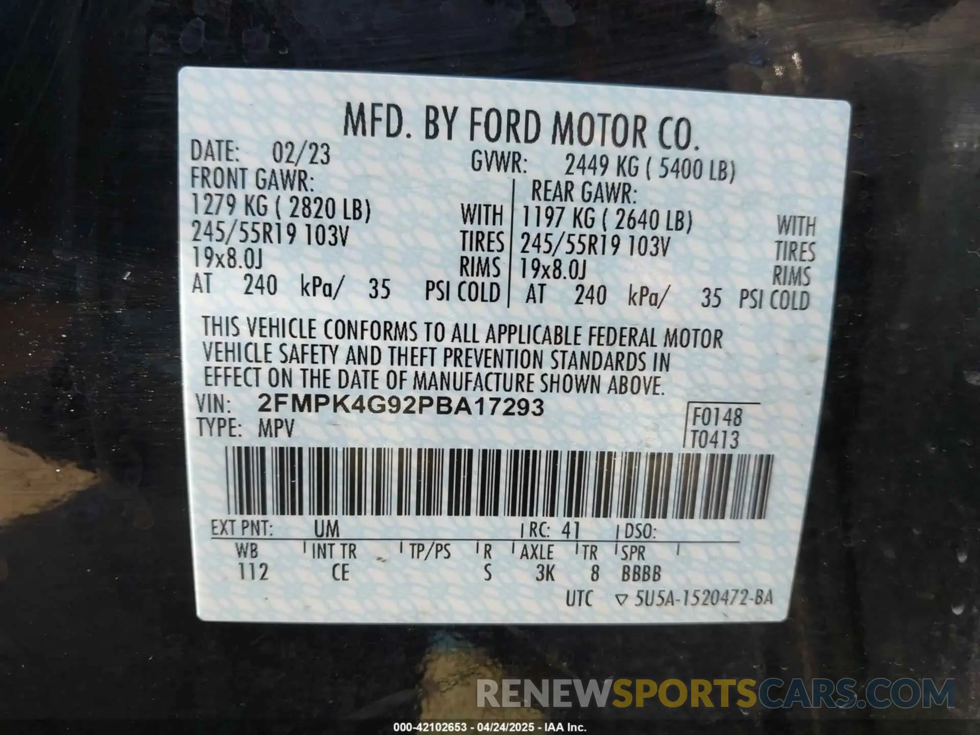 9 Photograph of a damaged car 2FMPK4G92PBA17293 FORD EDGE 2023