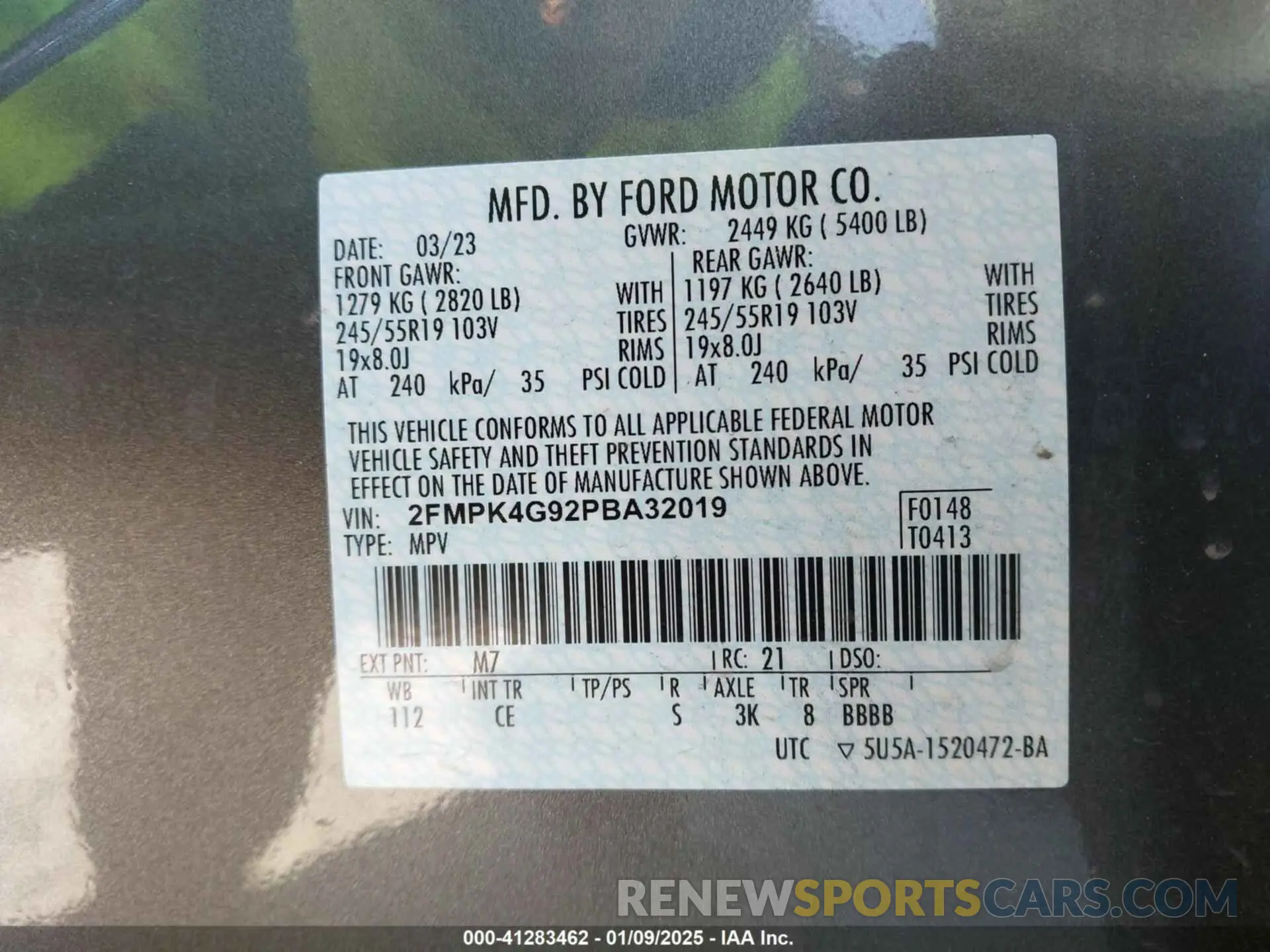 9 Photograph of a damaged car 2FMPK4G92PBA32019 FORD EDGE 2023