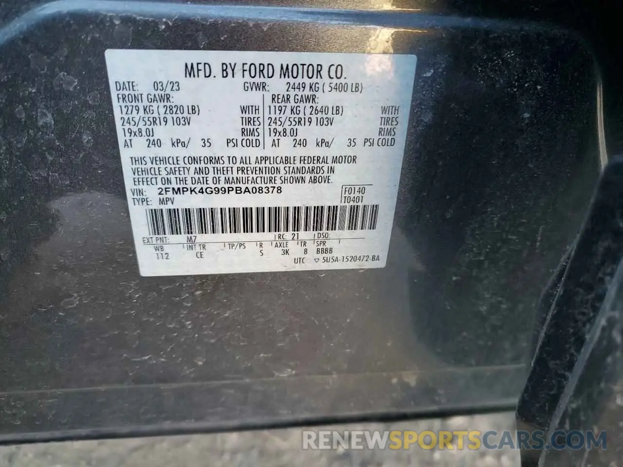 12 Photograph of a damaged car 2FMPK4G99PBA08378 FORD EDGE 2023