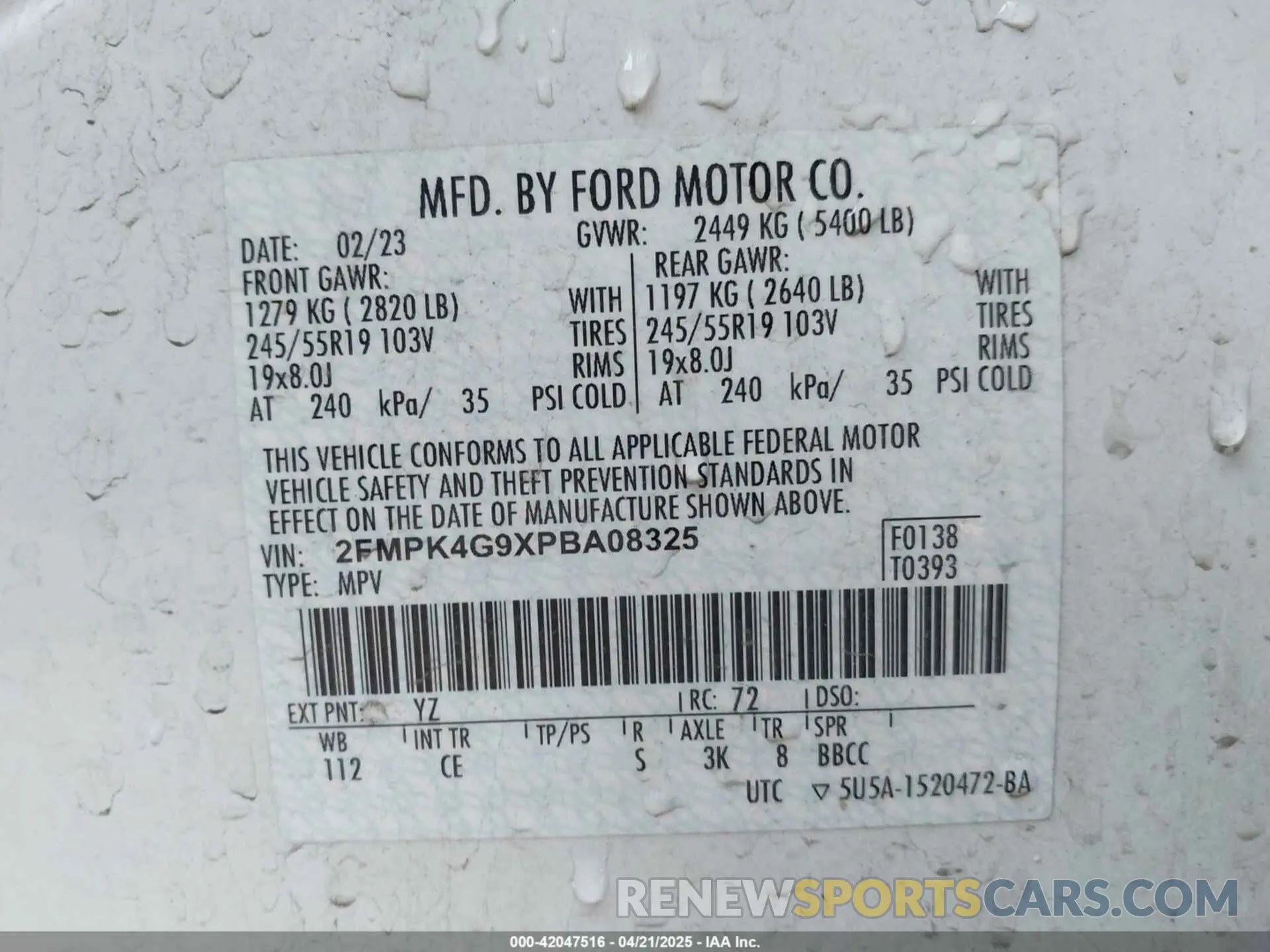 9 Photograph of a damaged car 2FMPK4G9XPBA08325 FORD EDGE 2023
