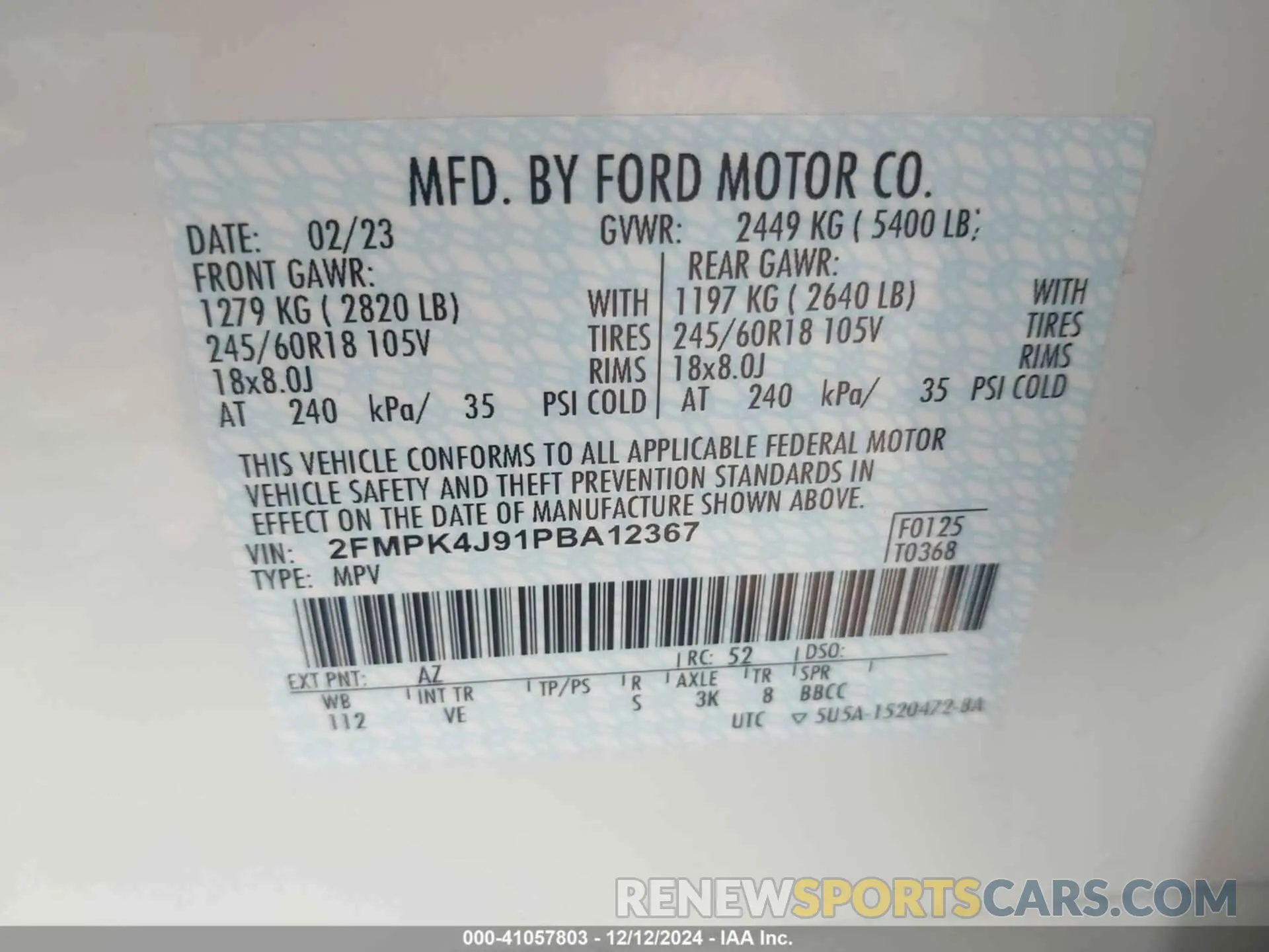 9 Photograph of a damaged car 2FMPK4J91PBA12367 FORD EDGE 2023