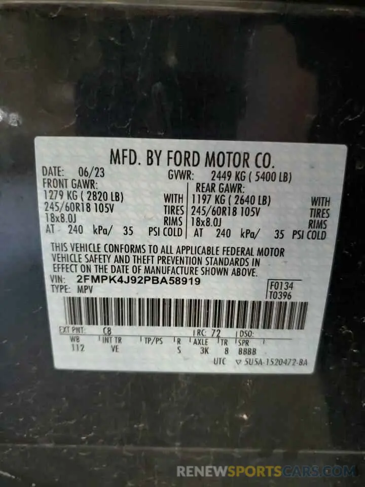 14 Photograph of a damaged car 2FMPK4J92PBA58919 FORD EDGE 2023