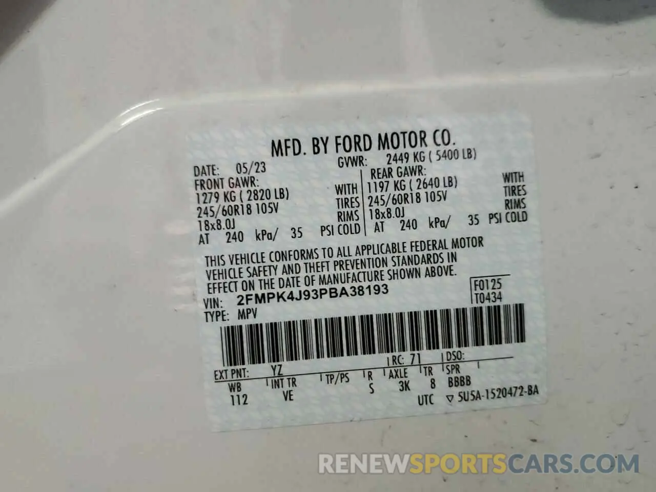 13 Photograph of a damaged car 2FMPK4J93PBA38193 FORD EDGE 2023