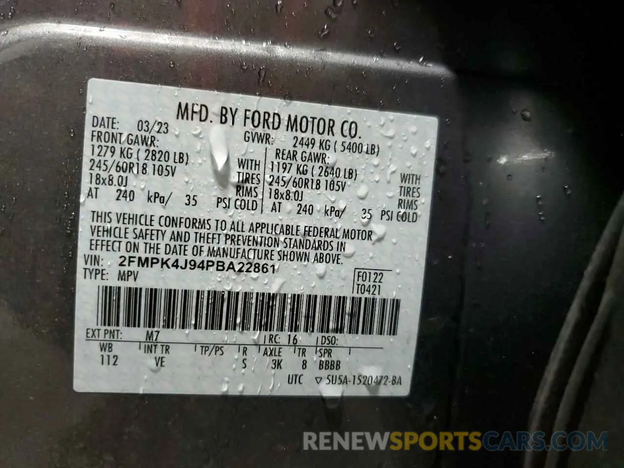 13 Photograph of a damaged car 2FMPK4J94PBA22861 FORD EDGE 2023