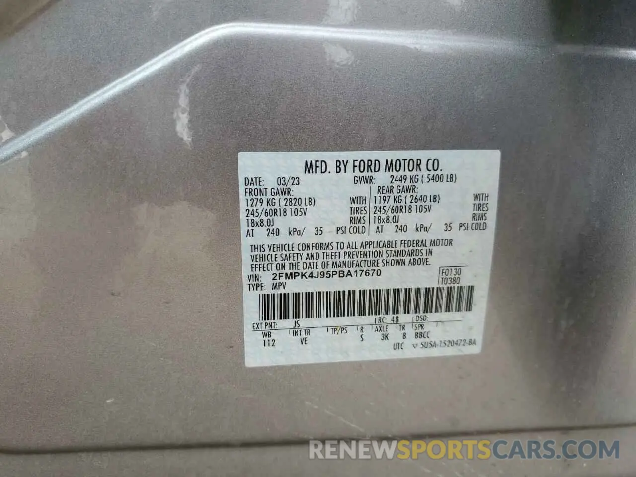13 Photograph of a damaged car 2FMPK4J95PBA17670 FORD EDGE 2023