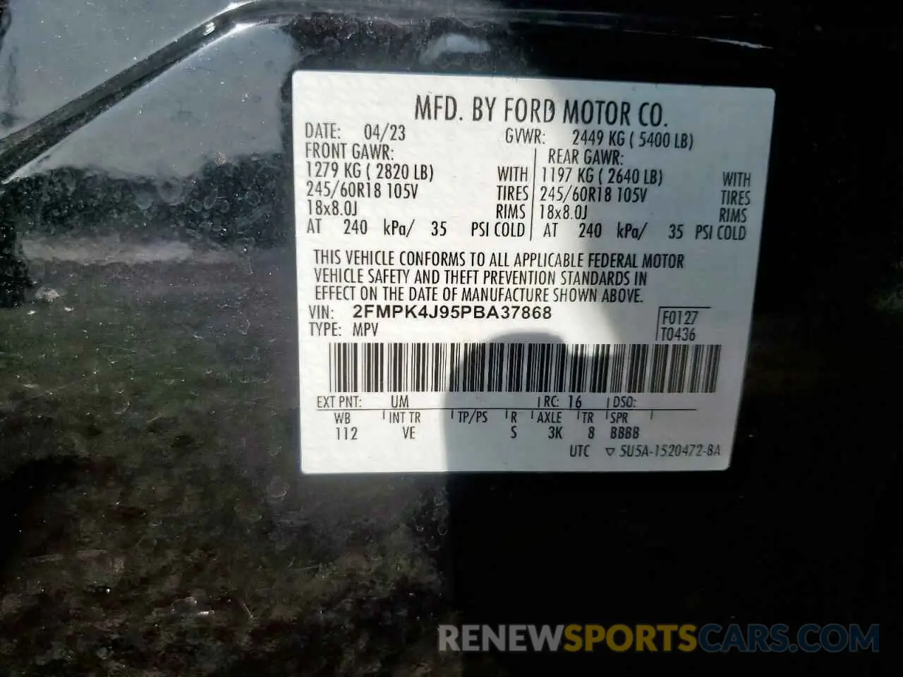 13 Photograph of a damaged car 2FMPK4J95PBA37868 FORD EDGE 2023