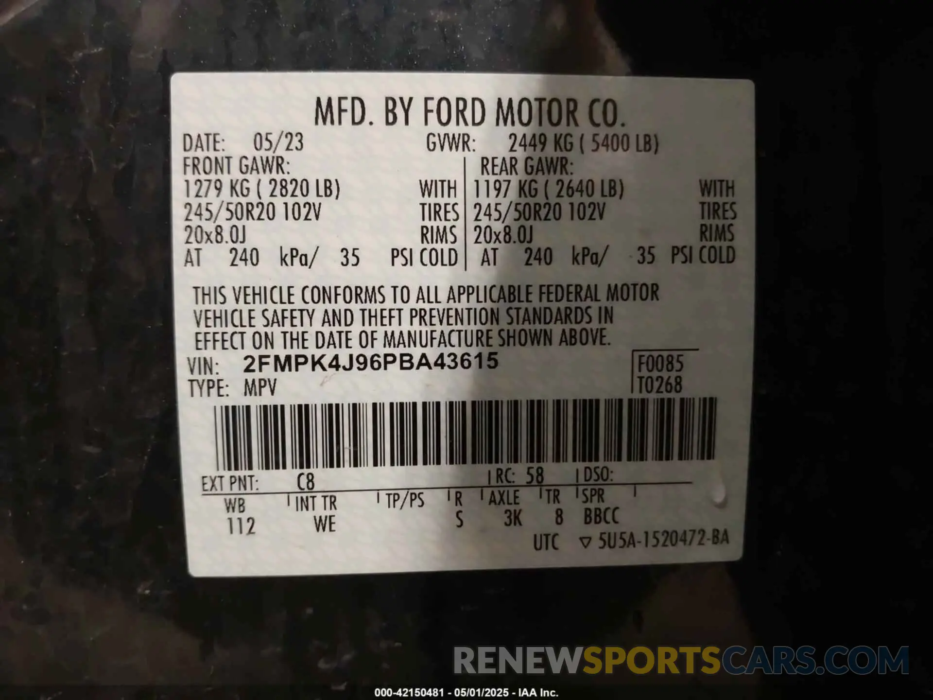 9 Photograph of a damaged car 2FMPK4J96PBA43615 FORD EDGE 2023