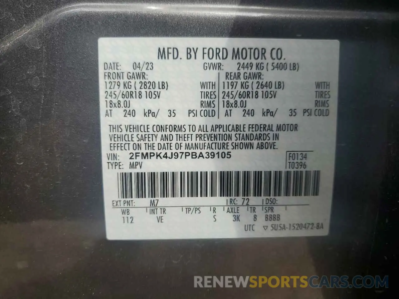 13 Photograph of a damaged car 2FMPK4J97PBA39105 FORD EDGE 2023