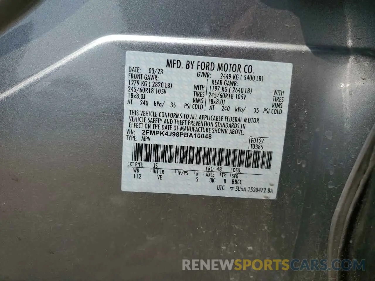 13 Photograph of a damaged car 2FMPK4J98PBA10048 FORD EDGE 2023